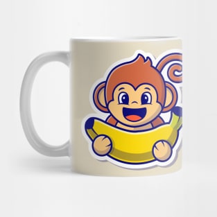 Cute Monkey Holding Banana (2) Mug